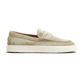 Tod's Tods, Loafers, male, Beige, Size: 9 1/2 US Beige Suede Penny Bar Loafers