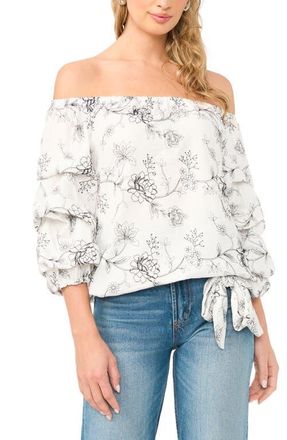 Vince Camuto Bubble Sleeve Off the Shoulder Top in Ultra White at Nordstrom, Size X-Large