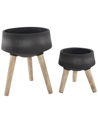Flora Bunda 15In & 11.5In Fiberglass Pot On Legs, Set Of 2