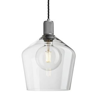 Industville Knurled Glass Schoolhouse Pendant - 10 Inch in Grey | Size: 10 inches