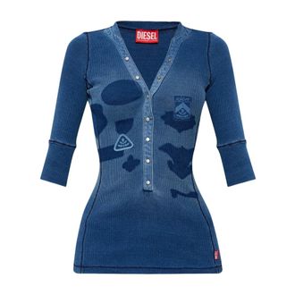 Diesel Dames, Tops, Blauw, Maat: 2XS Katoen