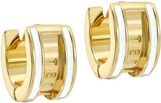 Ted Baker Rolo Classic Color Huggie Hoop Earrings in Metallic Gold White at Nordstrom
