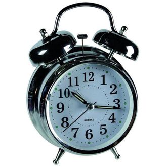 Trade Shop Trade Shop - Sveglia In Metallo Cromato Orologio Analogico A Batteria Da Tavolo 18 X 12 Cm