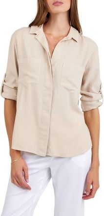 Bella Dahl Split Back Button-Up Shirt in Linen Sand at Nordstrom, Size X-Small
