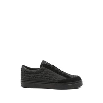 Emporio Armani Sneakers, male, Black, Size: 10 US Logo Print Lace-up Sneakers