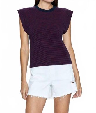Pistola Denim Marina Wide Shoulder Muscle Tee Top In Mariners Stripe