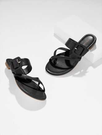 Talbots Camy Buckle Slides - Black - 10M Talbots