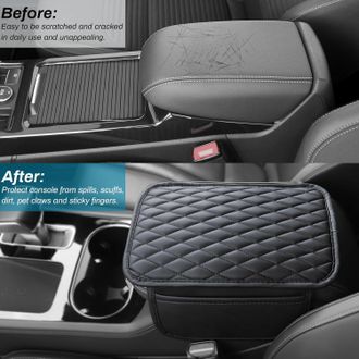 OEM Funda Mejorada Para La Consola Central Del Coche, Fabricada En Microfibra Y Con 2 Bolsillos De Almacenamiento
