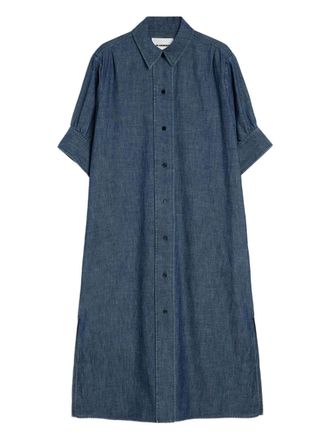 Jil Sander Chambray short-sleeve cotton dress - women - Cotton - 36 - Blue