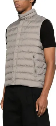 Herno Jassen, Heren, Grijs, S, Polyester, Herno Mouwloze Jas met Hoge Hals en Vulling