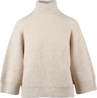 PESERICO Ribbed Turtleneck Sweater with Boxy Silhouette and Raglan Sleeves