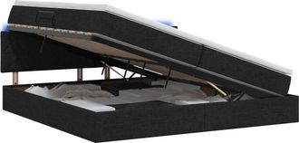 vidaXL Cama De Almacenamiento Led Con Colch&oacute;n Negro 200 X 200 Cm Tela Vidaxl
