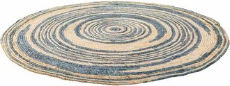 Wanderlust Deco Alfombra redonda de yute azul marino d120x1h cm