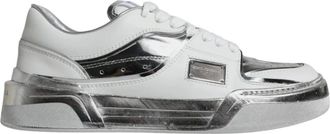 Dolce & Gabbana Schoenen, Dames, Wit, 39 EU, Zilveren Leren Lage Sneakers Schoenen