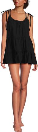 Lands End New Tiered Cover Up Mini Dress in Black at Nordstrom, Size X-Large