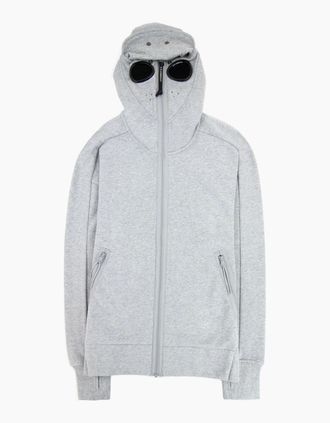 C.P. Company Mens CP Company Front Goggle Diagonal Fleece Hoody Grey M93 - Size: 36