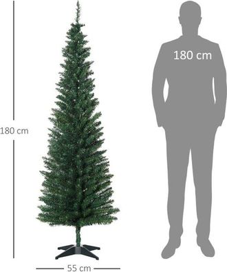 OEM &Aacute;rbol De Navidad, &Aacute;rbol De Navidad Artificial, &Aacute;rbol Navidad Forma L&aacute;piz, 1,8 Metros Altura, 390 Puntas Ramas Realistas Soporte Pl&aacute;stico, Verde