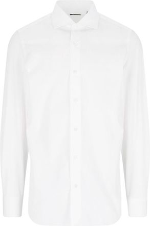 Finamore Classic White Cotton Shirt With Traditional Collar