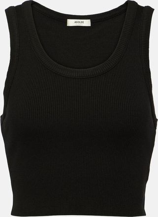 A Gold E Ribbed-knit crop top