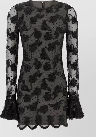 Rotate floral-appliqu&eacute; mesh mini dress