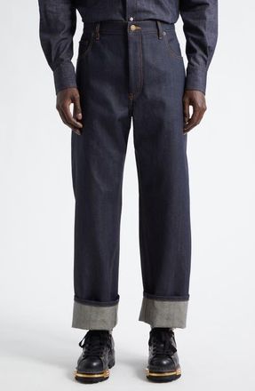 Thom Browne Straight Leg Selvedge Denim Jeans in Navy at Nordstrom, Size 0