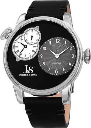 Joshua & Sons Dual Time Quartz Black Dial Mens Watch JX142SSBK