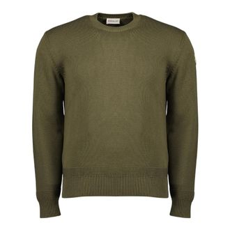 Moncler Round-neck Knitwear, male, Green, Size: S Crew Neck Knit Jumper