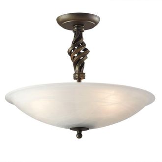 Netlighting Pembroke 3 Light Semi Flush Ceiling Light Black Gold E14