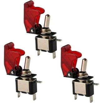 OEM Interruptor Basculante Led Rojo 3 X 12v 20a, Palanca De Encendido/apagado, Spst + Tapa Para Automoci&oacute;n - Rojo-crezuo