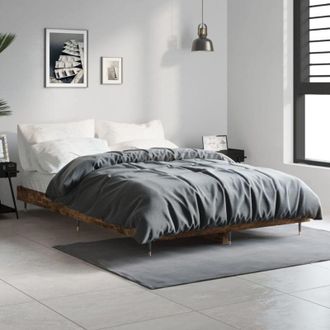 vidaXL Estructura De Cama Sin Colch&oacute;n Madera Roble Ahumado 120x190 Cm Vidaxl