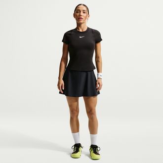 Nike Womens Victory Dri-FIT Short Flouncy Tennis Skirt in Black | FD5577-010