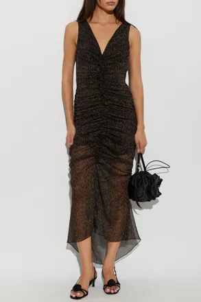 Rotate Animal Print Dress, Womens, Brown