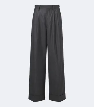 Junya Watanabe Pantaloni a gamba larga in lana pliss&eacute;