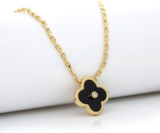 Rivka Friedman 18K Plated Cz Onyx Stackable Necklace