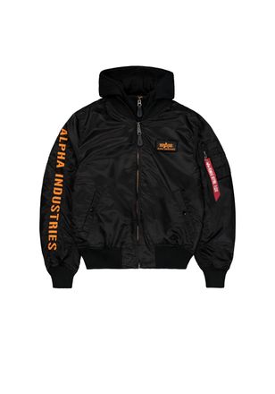 Alpha Industries Bomberjacke ALPHA INDUSTRIES MA-1 D-Tec Sleeve Embroidery, Herren, Gr. M, schwarz (schwarz, orange), Obermaterial: 100% Nylon, Futter: 100% Nylon, Kap