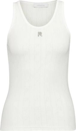 Paco Rabanne Witte Tanktop met Metallic Logo - Dames - Tops zonder mouwen - Wit - XS - Katoen - Tops