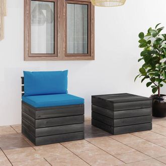 vidaXL 2 Pcs Conjunto De Paletas Con Cojines De Pino Masivos