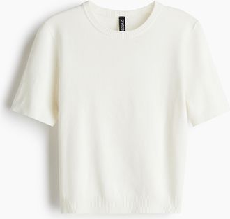 H&M T-Shirt aus Feinstrick - White