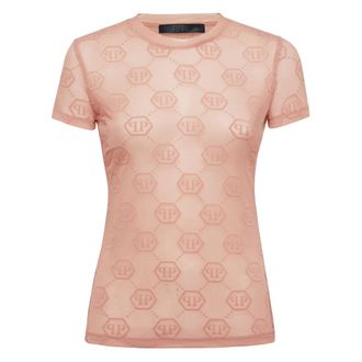 Philipp Plein Dames, Tops, Roze, Maat: S Leer