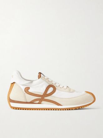 Loewe Sneakers In Camoscio E Shell Con Finiture In Pelle Flow Runner 2.0 - Neutri