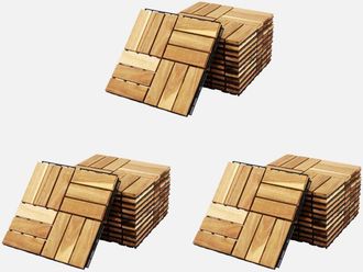 Sweeek Sweeek - Juego De Baldosas De Madera Para Patio De 30 X 30 Cm, Modelo Cuadrado, Sarrafo, Madera, 30x30x1.9 Cm