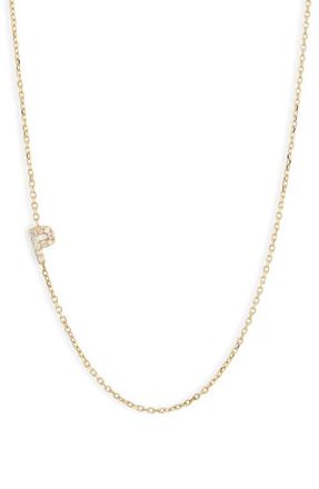 Anzie Love Letter Pavé Diamond Initial Pendant Necklace in Gold-P at Nordstrom, Size 16