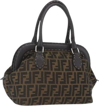 Fendi Pre-owned Handbags, female, Brown, Size: ONE SIZE Pre-owned Zucca Canvas Celeria Hand Bag