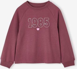 Vertbaudet M&auml;dchen Langarmshirt mit Stern-Motiv aus Nieten pflaume