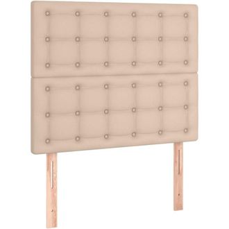 vidaXL Cabecero luces LED cuero sintético capuchino 100x5x118/128cm vidaXL