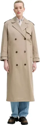 Theory Jassen, Dames, Beige, L, Katoen, Oversized Double-Breasted Trenchcoat