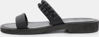 Giuseppe Zanotti Black Leather Studded Slide Sandals