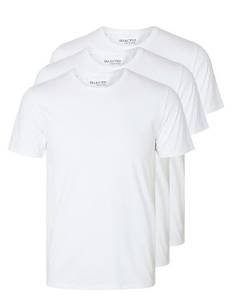 Selected T-Shirt SELECTED SLHROLAND SS O-NECK TEE 3-PACK NOOS, Herren, Gr. XXL, weiss (hellwei&szlig;), Jersey, Obermaterial: 95% Baumwolle, 5% Elasthan, unifarben, 