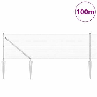 Berkfield Home Modern Welded Wire Fence with 13 Spike Posts 0.6x100 m Galvanised in Silver