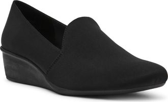 Anne Klein Wendell Wedge Pump in Black Stretch at Nordstrom, Size 5.5